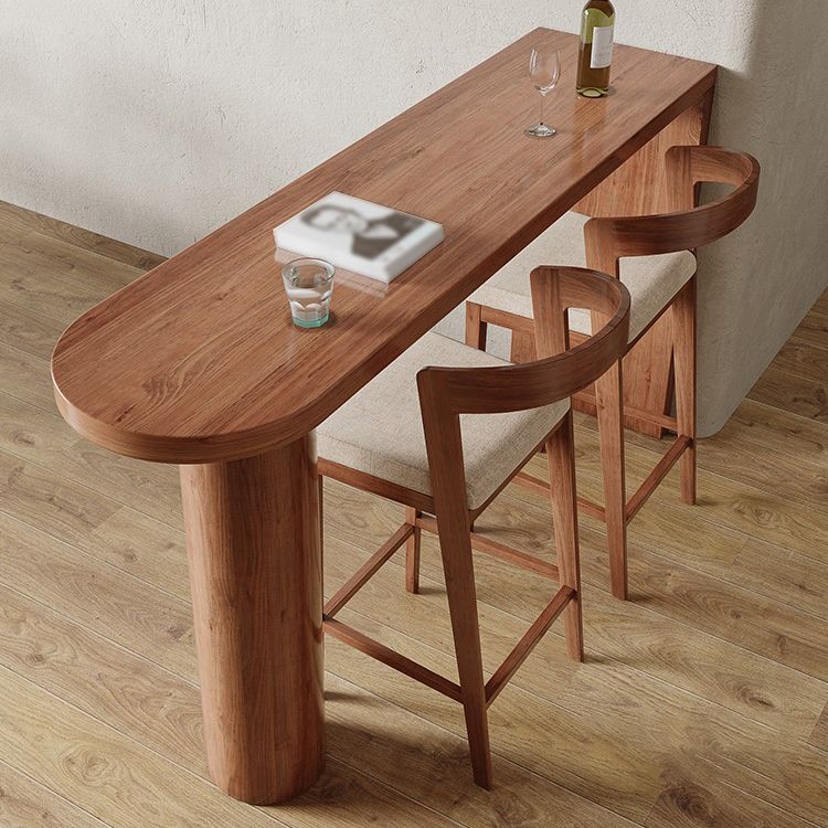 Brown Wood Pub Table with Specialty Table Top Double Pedestal Table - 41.3" H