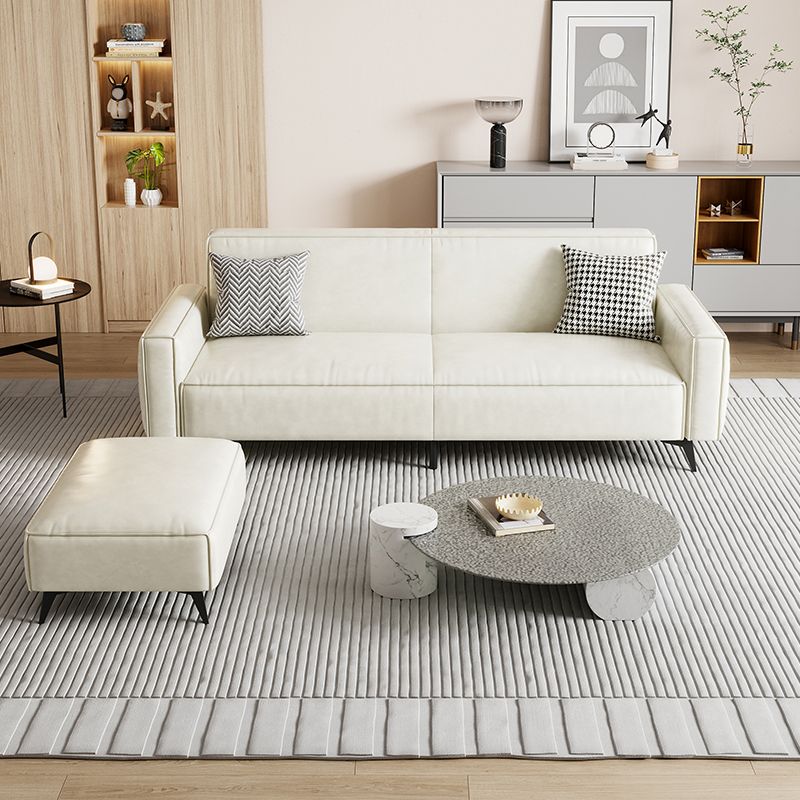 Contemporary Style 29.52" Wide Solid Color Sofa Square Arm Sofa