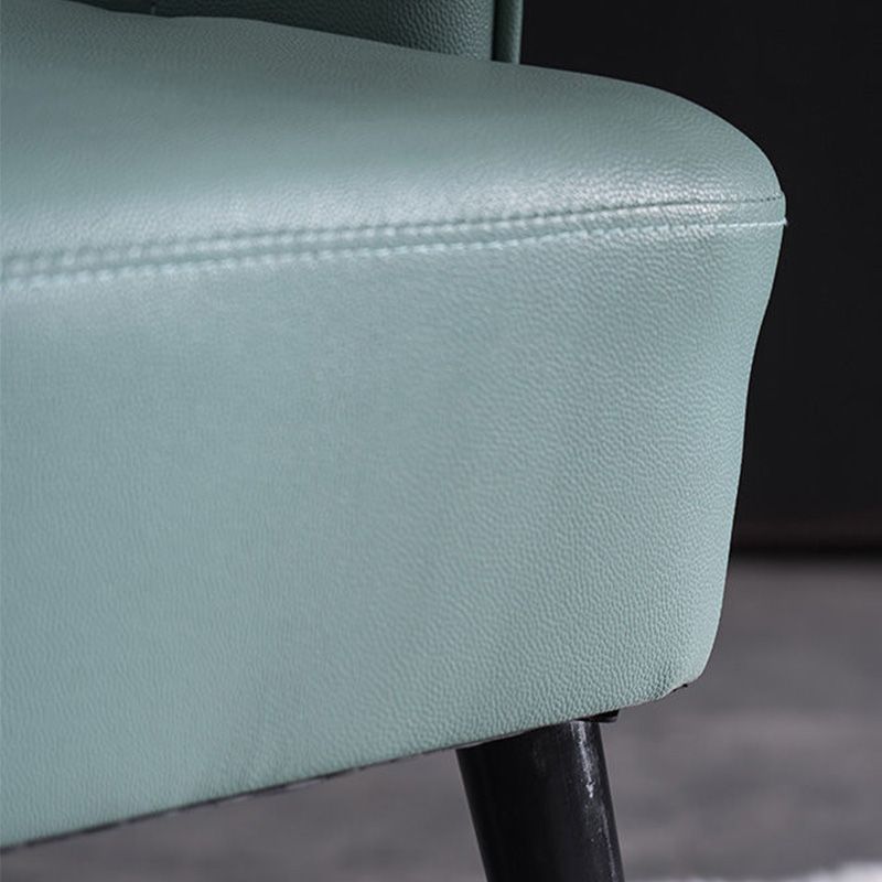 Faux Leather 24.8"Wide Sloped Arms Solid Color Barrel Chair with Basic Four Legs