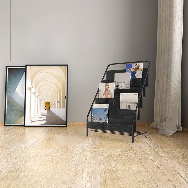 Closed Back Iron Ladder Bookshelf Contemporary Vertical Bookcase