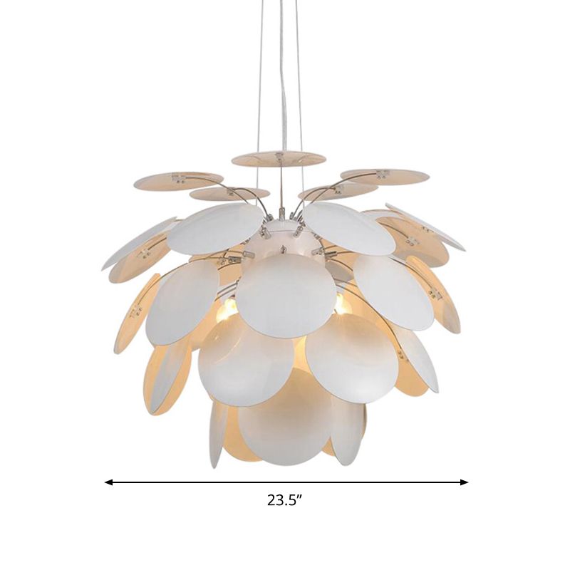 Metal Pinecone Hanging Ceiling Light Minimalist 19.5"/23.5" Wide 1 Light White Suspension Pendant