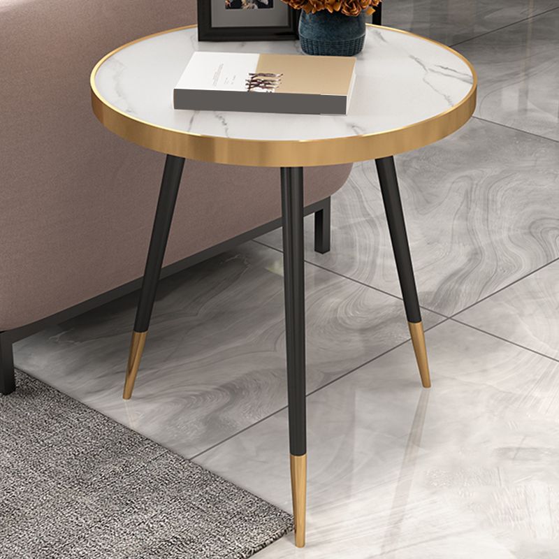 Modernistic Metal 3 Legs End Table Round Slate Top Side End Table