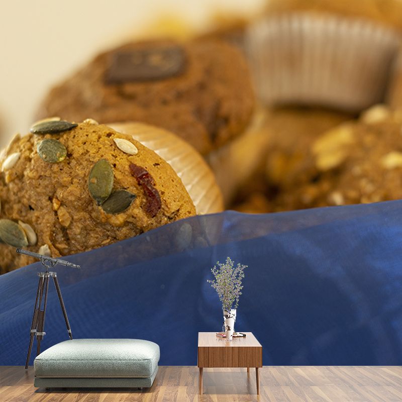 Yummy Muffin Dessert Mural Photo Wall Covering for Dessert Shop Baking Shop