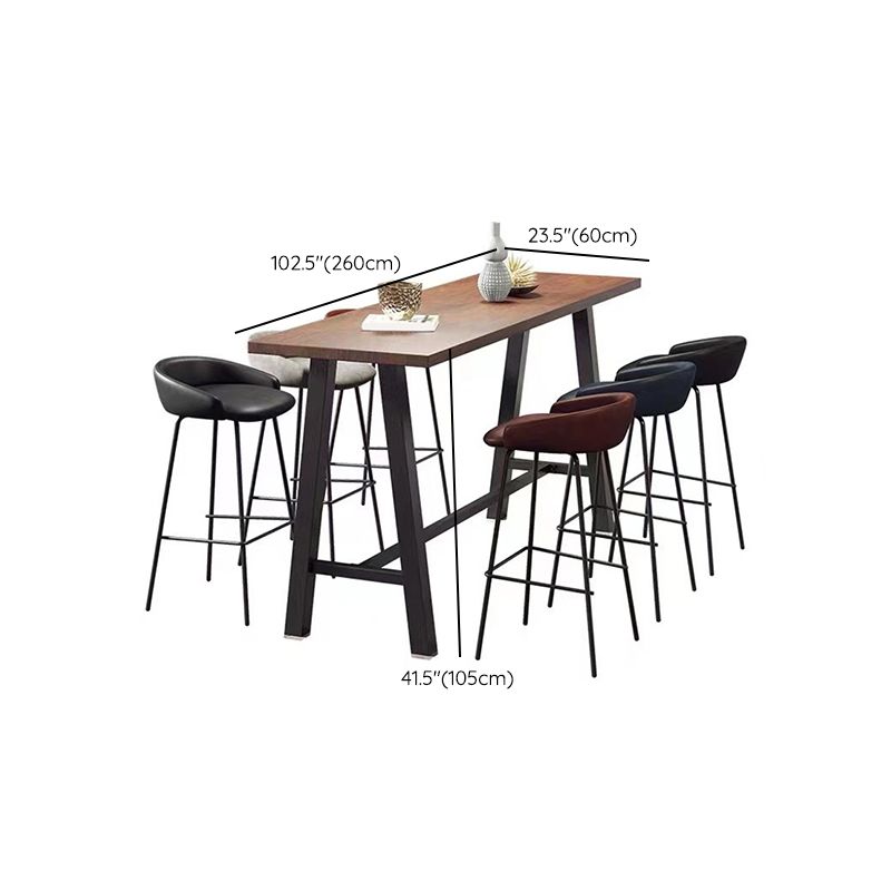 Rectangle Pine Solid Wood Trestle Base Bar Table for Kitchen Dining Room