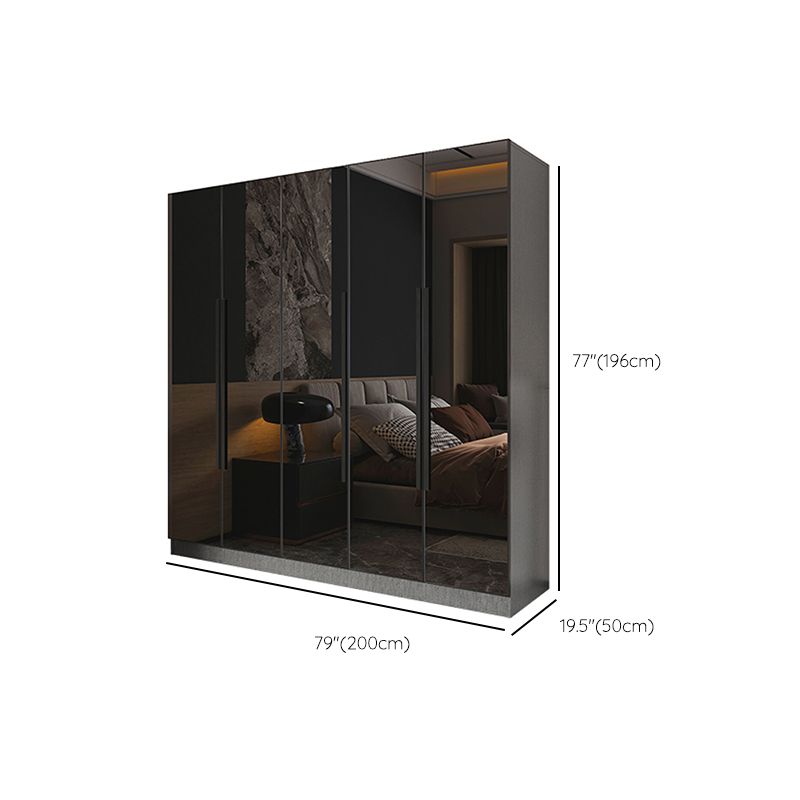 Black Color Glass Wardrobe Soft Close Door Wardrobe Closet for Home