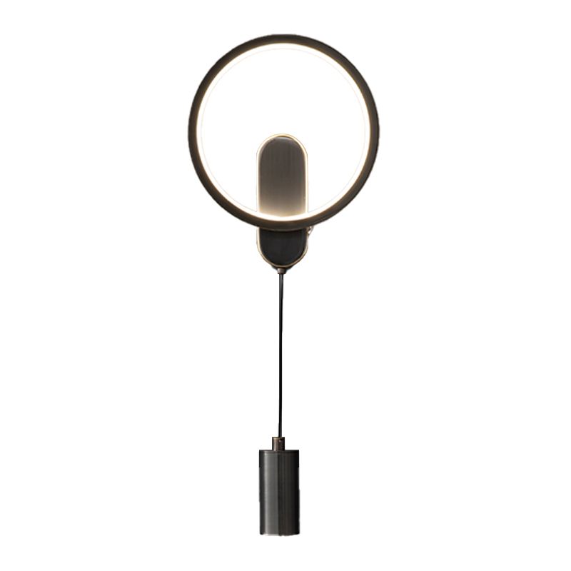 Modern Metal Wall Sconce Cylinder Shape Wall Light with Silicone Shade for Bedroom