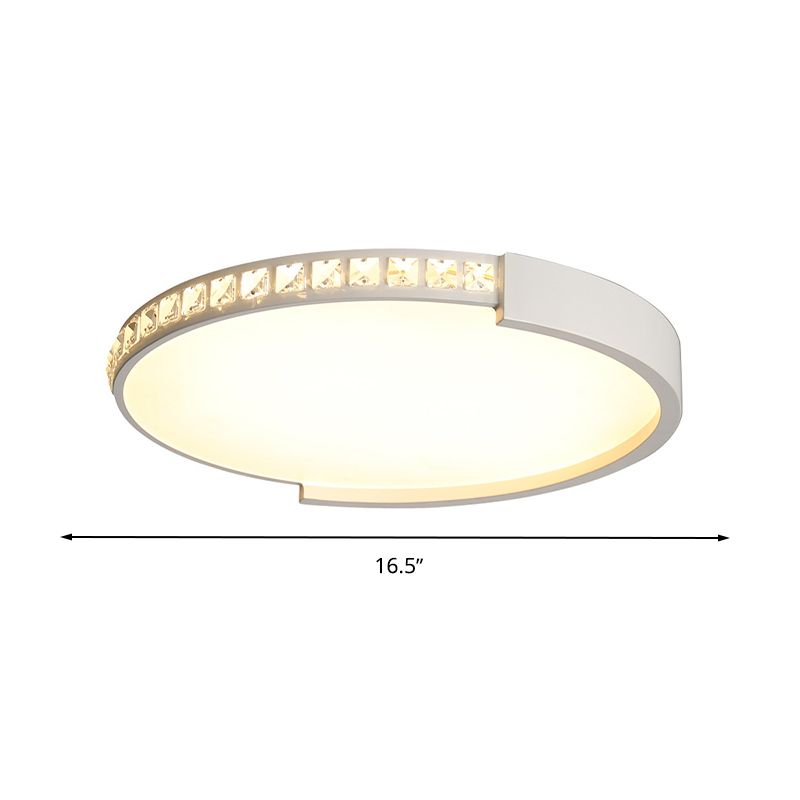 16.5"/20.5"/24.5" Dia Round Crystal Ceiling Lamp Simple White LED Flush Mount in Warm/White Light