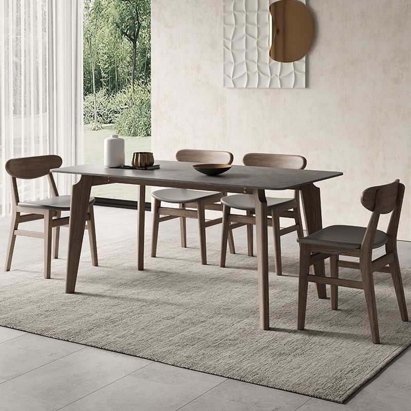 Modern Dining Set 1/3/4/5/6 Pcs Wood Dining Table with Armless Chair
