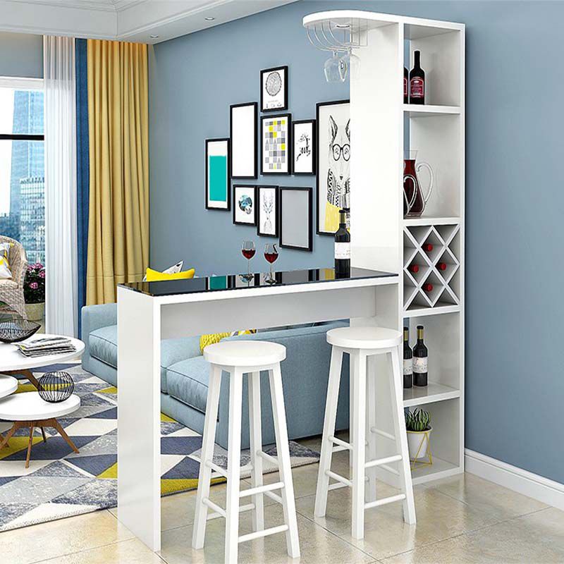 Contemporary Glass Top Rectangle Bar Table for Kitchen Dining Room