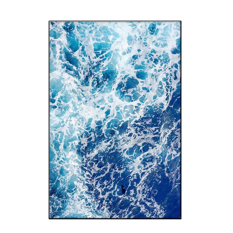 Blue Ocean Spindrift Canvas Art Seascape Modernist Textured Wall Decoration for Home