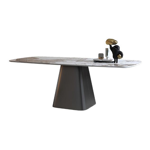 Metal Traditional Luxury Rectangle Table Sintered Stone Table,55"L x 31"W x 29"H