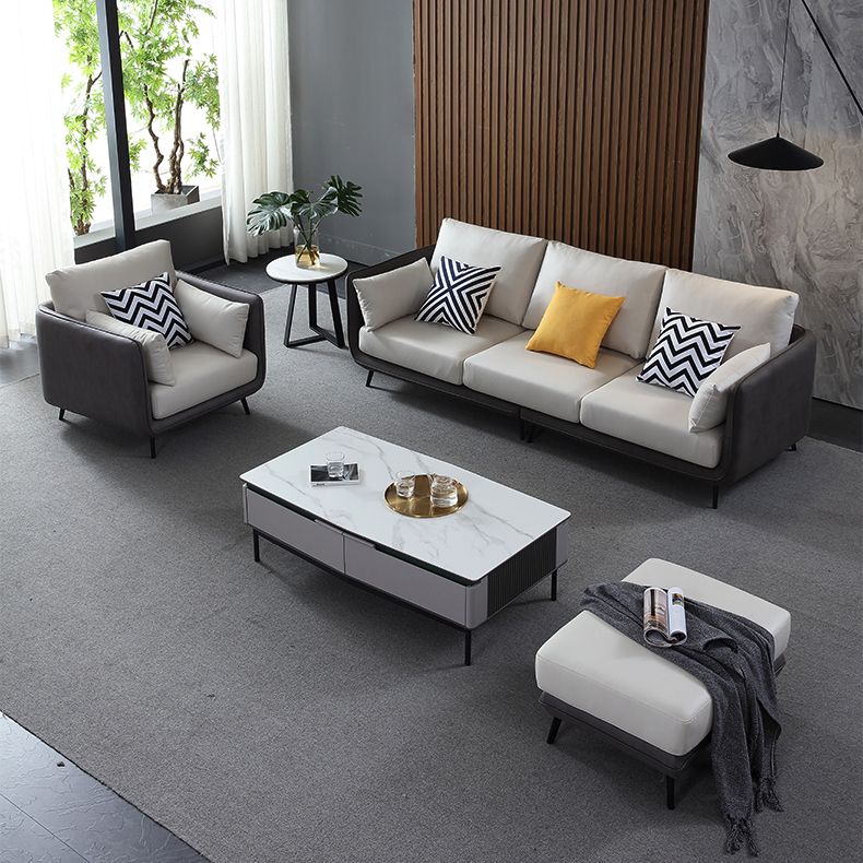 Faux Leather Stain Resistant Modern Standard Square Arm Settee Couch