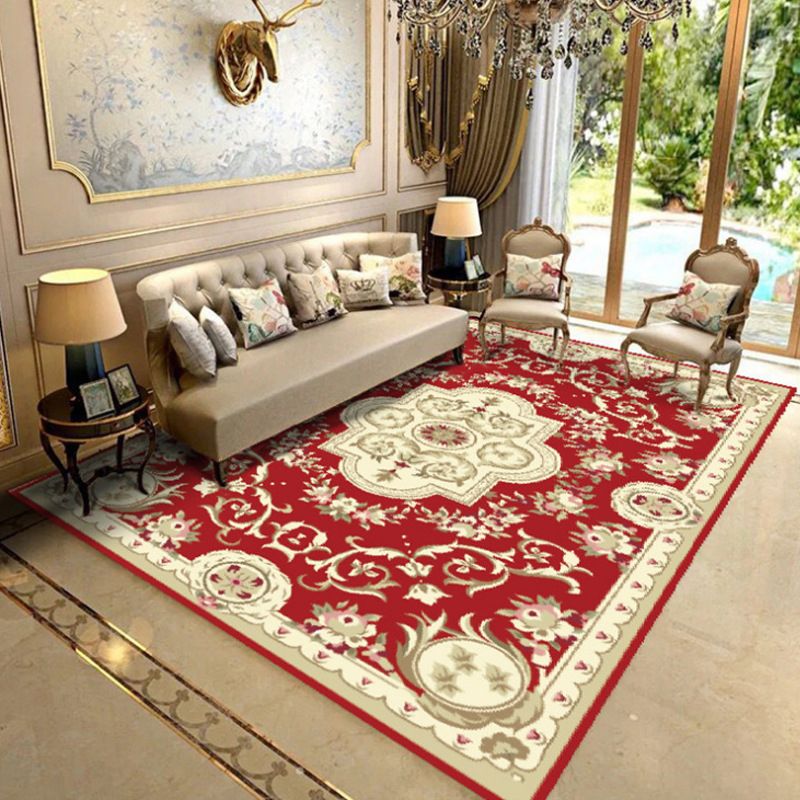 Fancy Chinoiserie Rug Multi Color Floral Area Carpet Non-Slip Backing Stain Resistant Pet Friendly Rug for Living Room