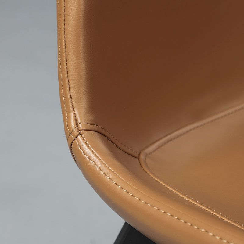 Minimalist Style Solid Back Dining Side Chairs Leather Dining Chairs for Home