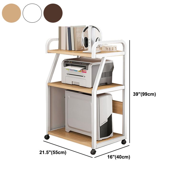 Industrial Style Wooden Bookshelf Open Home Shelf Bookcase with Caster Wheels