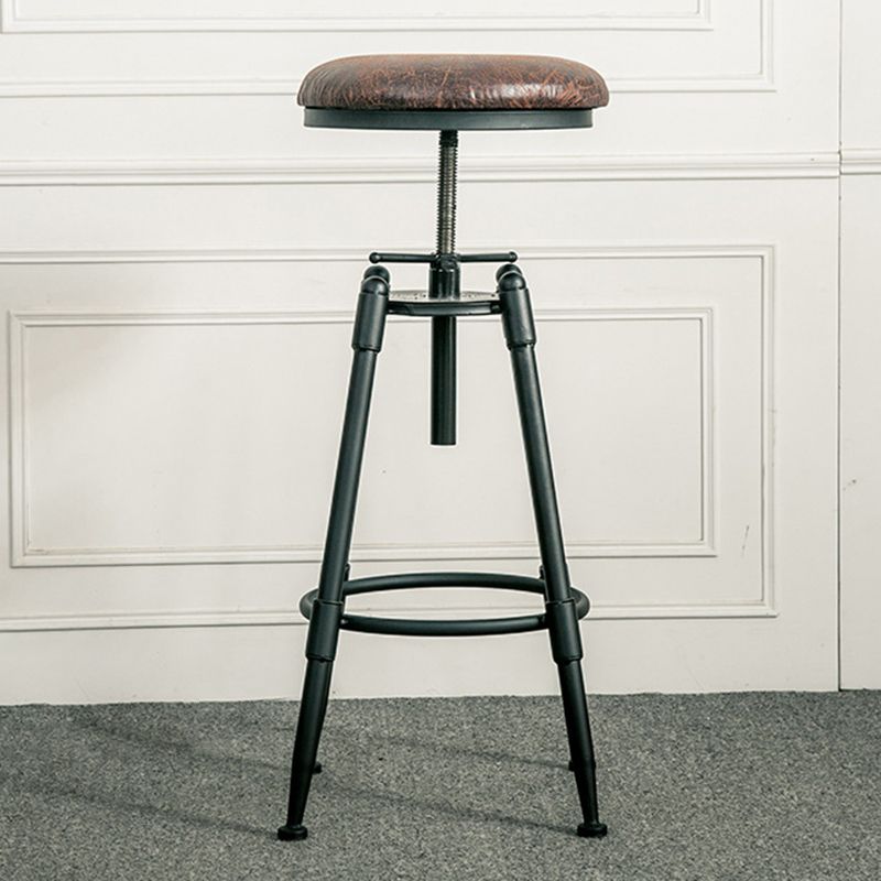 Adjustable Height Bar Stools Industrial Barstool with Metal Legs