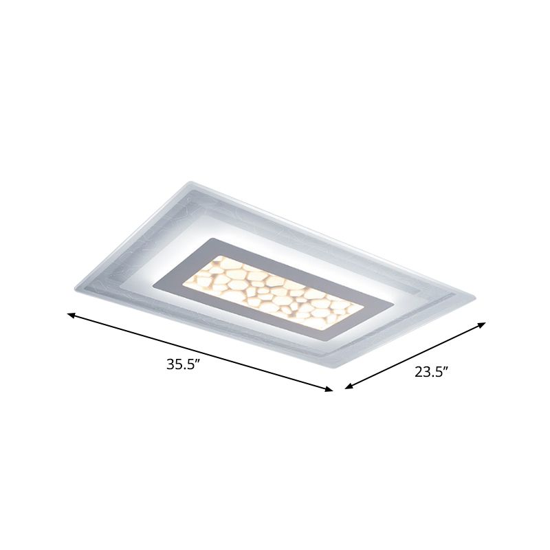 Dunste ronde/vierkante/rechthoekige plafondlamp Minimalistisch acryl Slaapkamer Kleine/grote LED-inbouwlamp met kiezelpatroon in wit