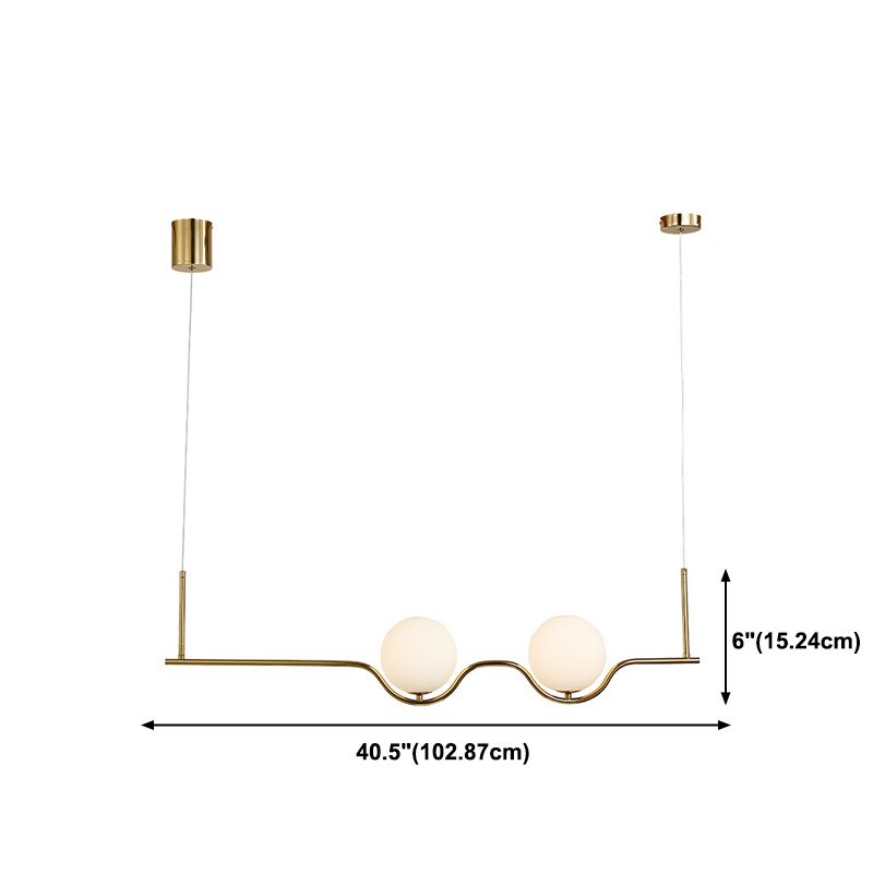 Cream Glass Globe Island Light Minimalist 2-Light Brass Finish Pendant