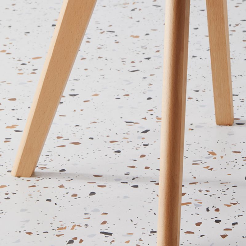 Scandinavian Indoor Side Chair Solid Back Upholstered Dining Room Chair with Wood Legs