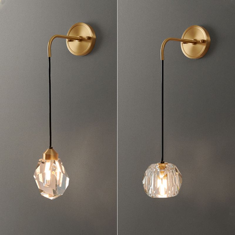 Contemporary Wall Sconce Crystal and Brass Sconce Lighting for Hallway