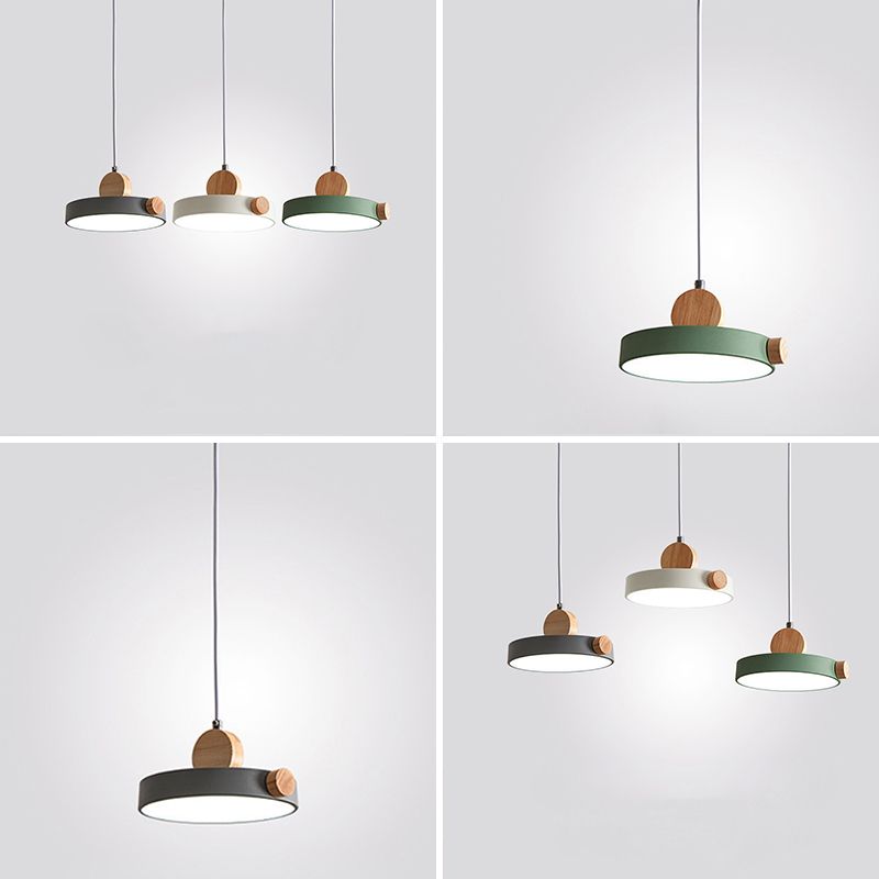 Acrylic Circular LED Hanging Lamp in Modern Concise Style Iron Macaron Pendant Light for Dining Room