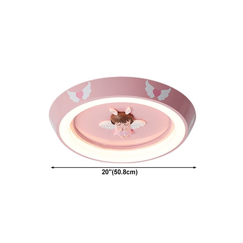 Angel Modern Minimalism Ceiling Light Pink Bedroom Flush-mount Lamp