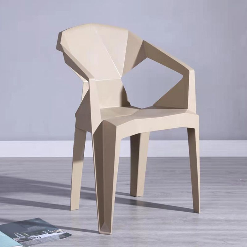 Home Contemporary Arm Chair Solid Back Plastic Stackable Dining Room Chair