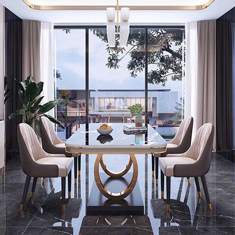 1/4/5/6 Pieces Dining Set Contemporary Rectangle Sintered Stone Dining Table Set