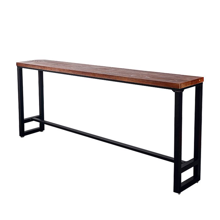 Solid Wood Top Bar Dining Table Industrial Bar Dining Table with Black Base