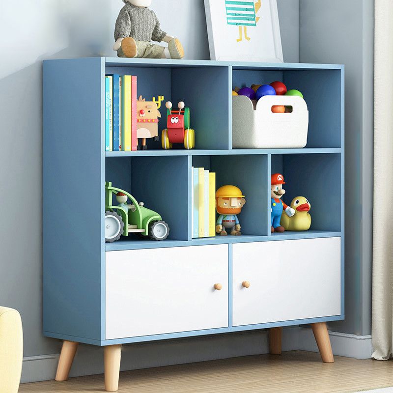 Scandinavian Manufactured Wood Bookcase Closed Back Bookcase with Doors
