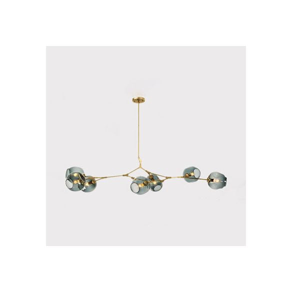 Bubble Chandelier Light Fixture with Ball Shade Modern Style Glass 5/6/7 Lights Black/Gold Finish Ceiling Lighting