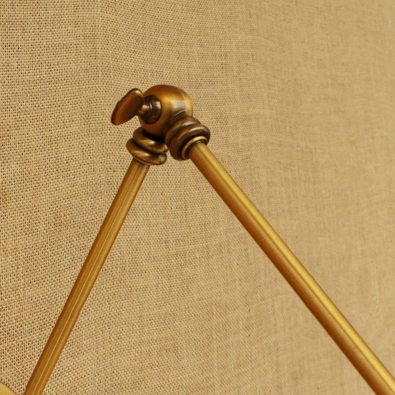 1 Bulb Reading Wall Lamp Retro Style Bowl Shade Iron Adjustable Wall Lighting in Brass for Study Room