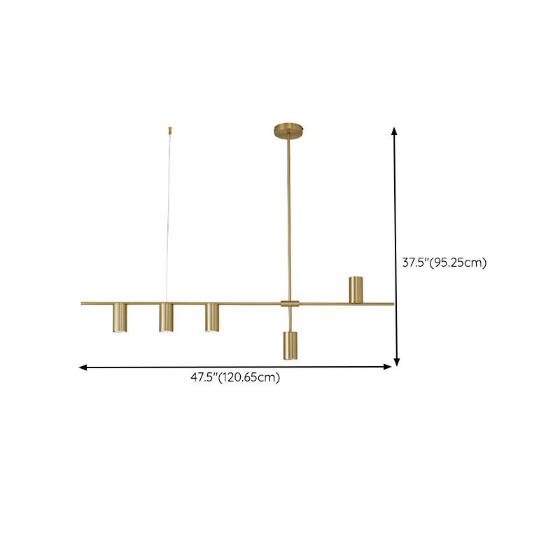 Multiple-Light Cylinder Island Pendant Modern Metal Island Lighting