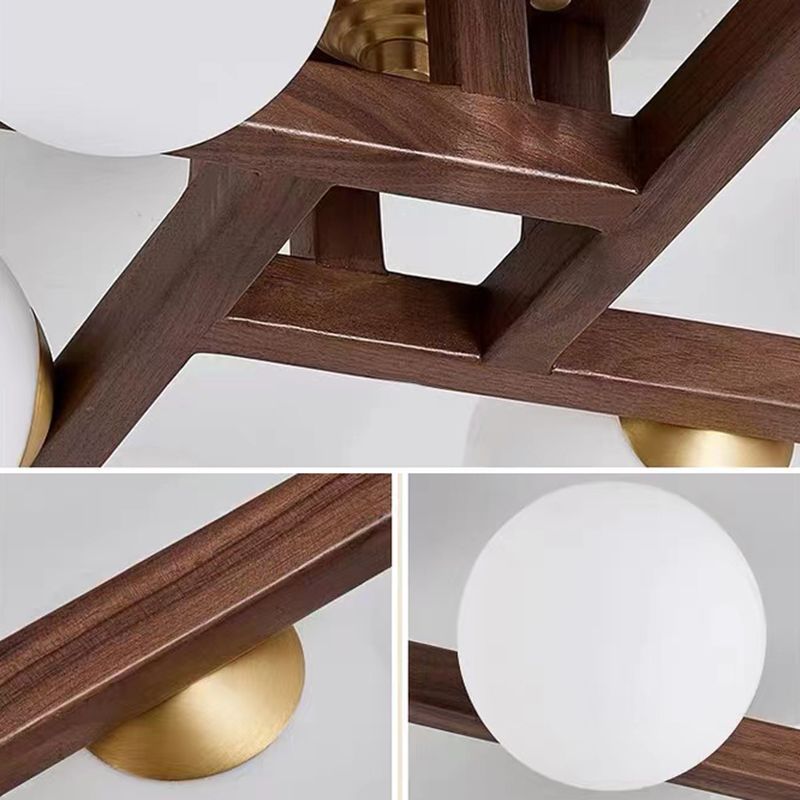 Modern Simple Ceiling Lamp Wooden Ball Shape Shade Ceiling Light for Living Room