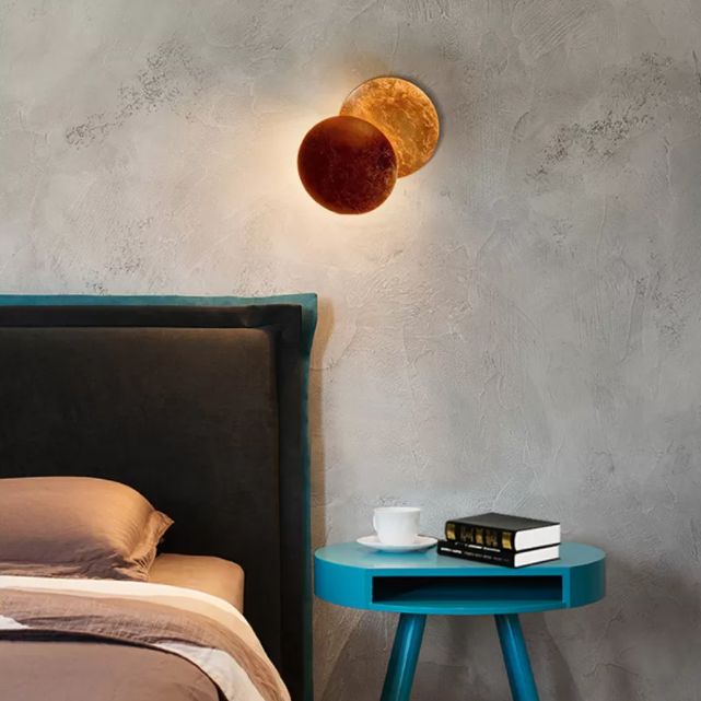 Modern Minimalist Style Circular Wall Sconce Lighting Metal Wall Mount Light for Bedroom