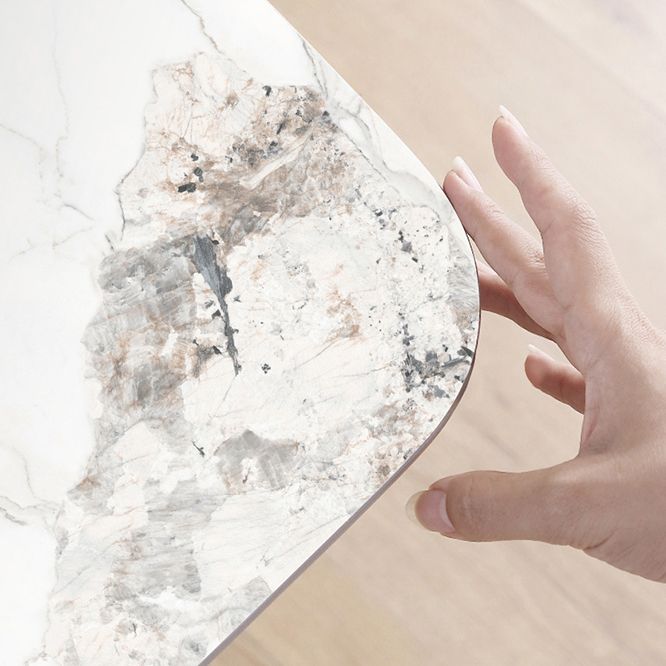 High Gloss White Dining Table Set 1/4/5/7 Pieces Stone Dinette Set for Kitchen