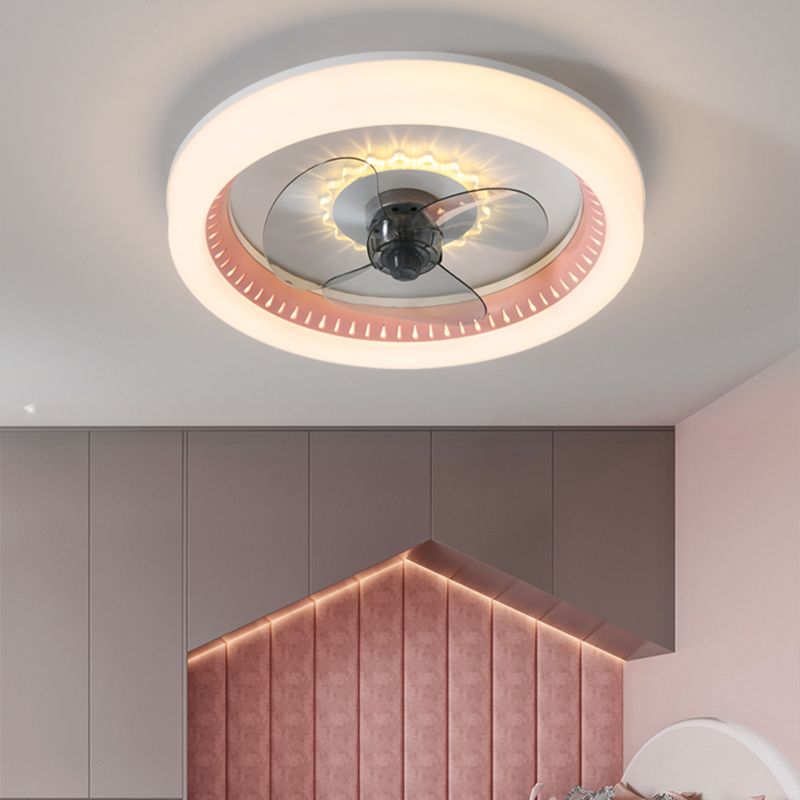Acrylrunde LED -Spülen -Decken -Deckenventilator Makkaronstil Halbflush -Leuchte für Schlafzimmer