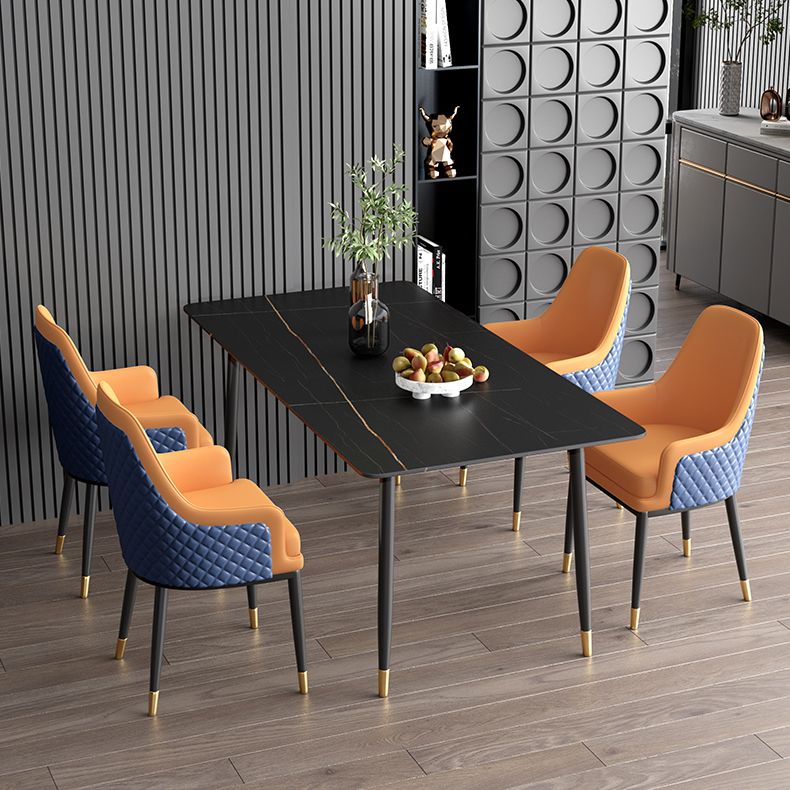 Nordic 1/2/5/7 Pieces Dining Set Sintered Stone Dining Table with Leather Chairs