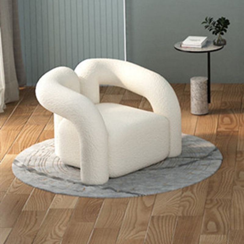 Modern White Tuxedo Arm Sofa Wool Statement Sofa for Living Room