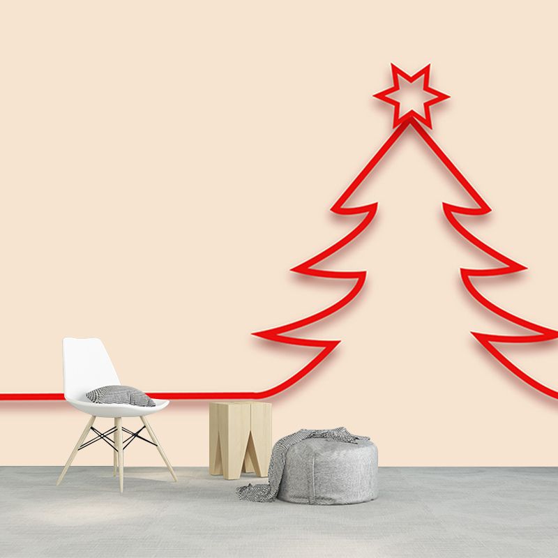 Customized Christmas Tree Wall Mural Horizontal Illustration for Sleeping Room