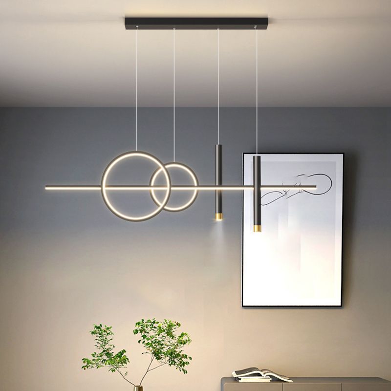 5-Light Contemporary Black/Golden Kitchen Island Lighting LED Metal Ceiling Light