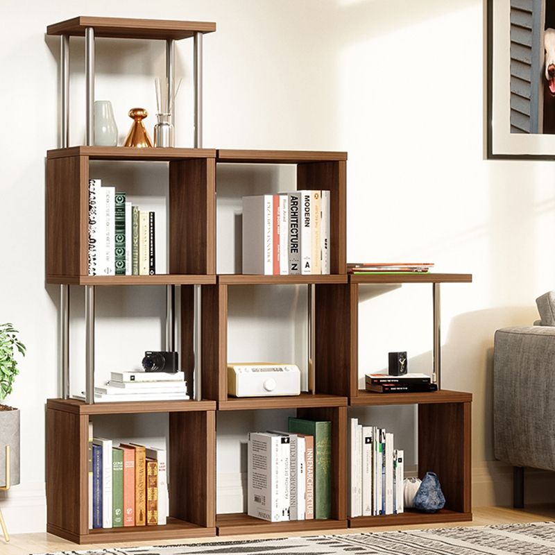 11.81" Wide Engineered Wood Geometric Bookcase Contemporary Metal and Wood Bookcase