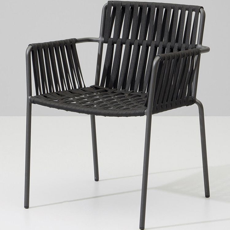 Industrial Outdoors Dining Chairs with Aluminum Base and Water Repellent Finish Cushion