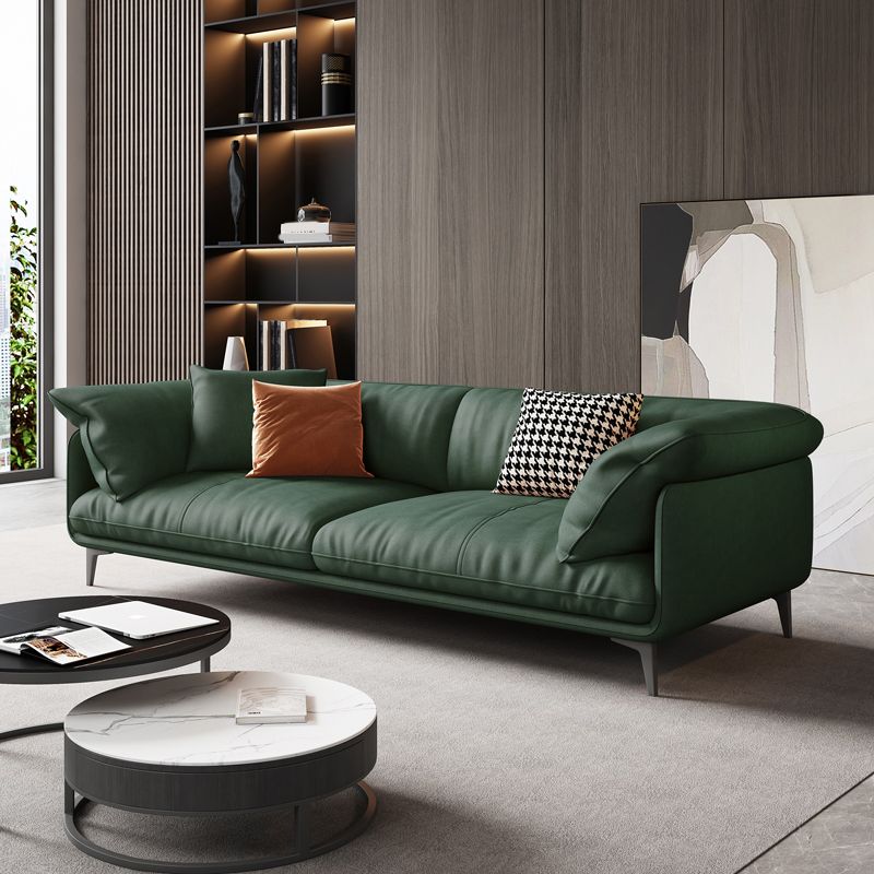 Modern 33.5" H Faux Leather Pillow Top Arm Sofa For Living Room