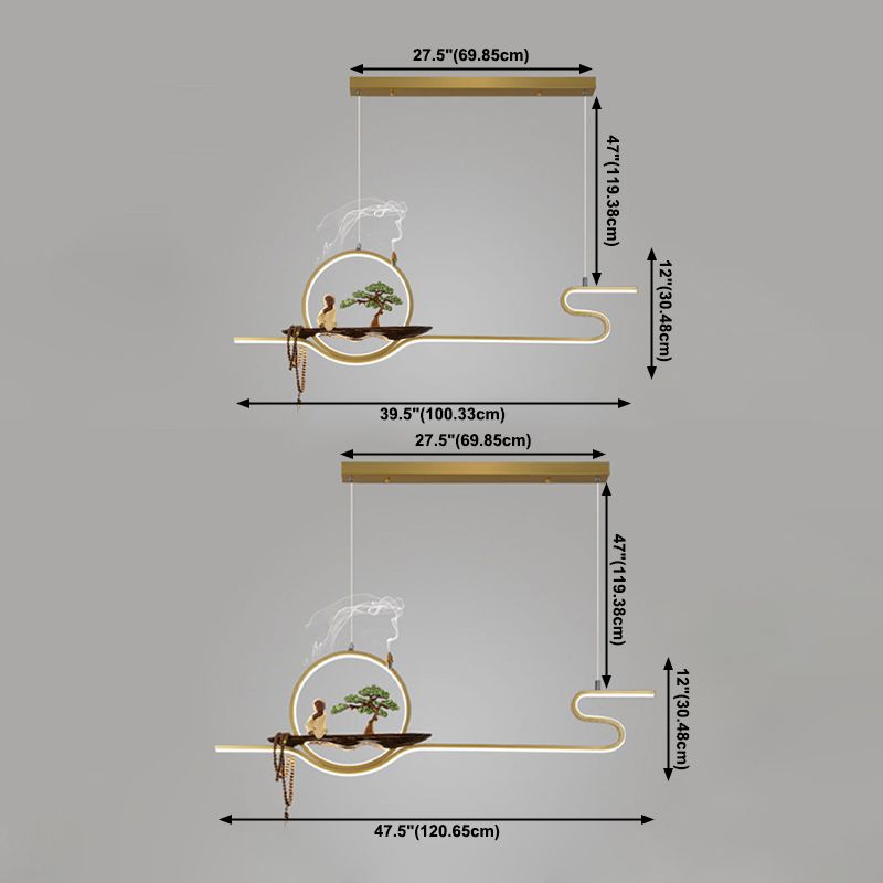 Metal Hanging Pendant Lights Modern Linear Hanging Lamps for Study Room