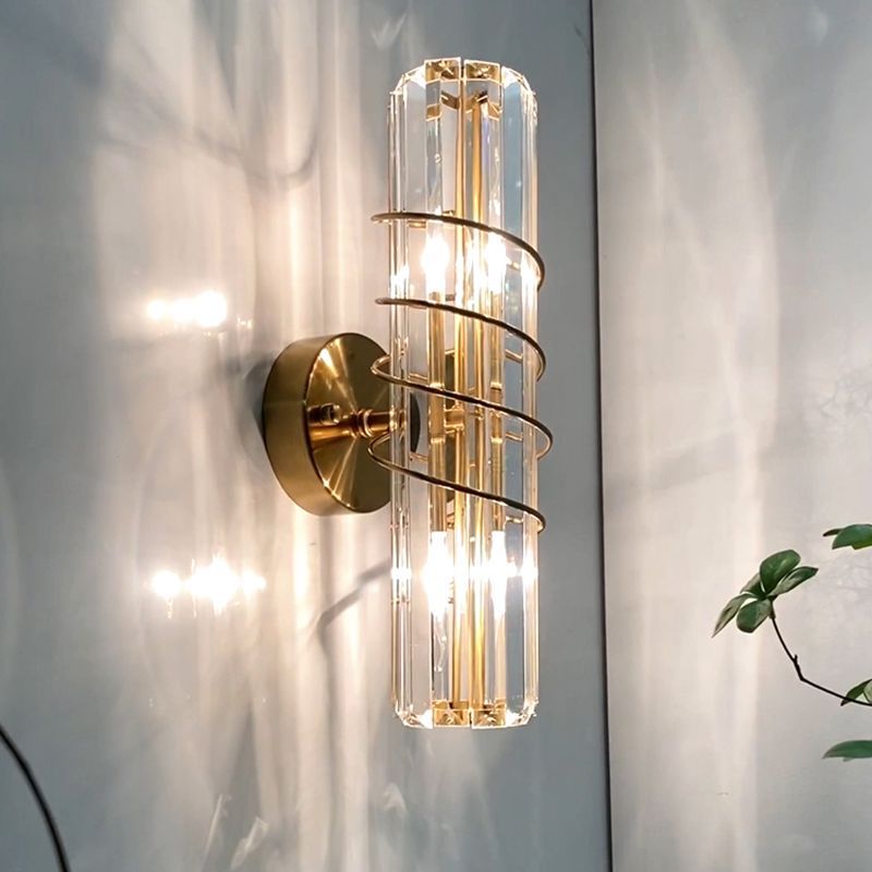 Postmodern Style Crystal Wall Sconce Light Living Room Hallway Wall Lamp in Gold