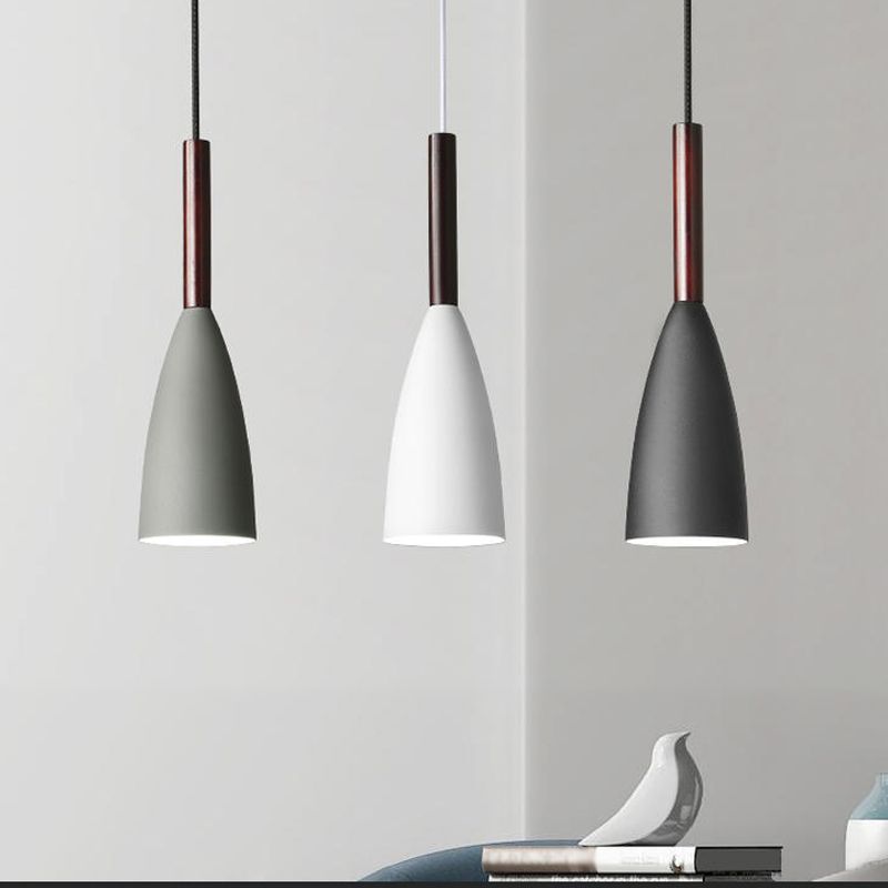 Lampada a sospensione del soffitto a cupola allungata Metallo Nordico 1 testa di ciondolo nero/bianco/grigio per sala da pranzo