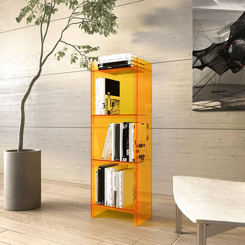 Glam Style Acrylic Standard Bookcase Vertical Closed Back Bookshelf
