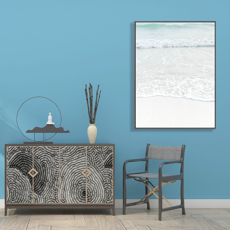 Beige Seawater Wall Art Decor Tropical Style Textured Canvas Print for Dining Room