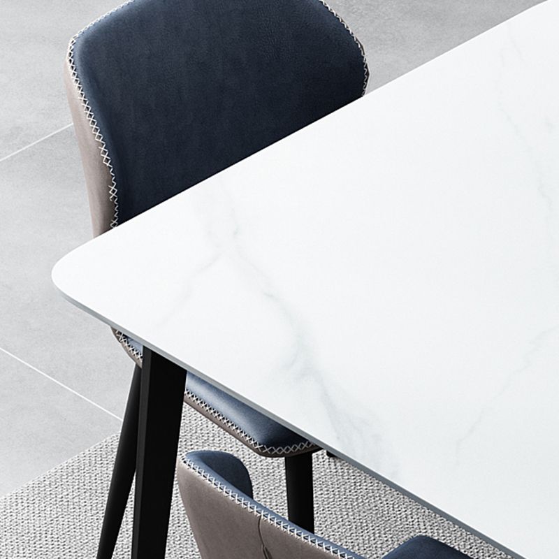 White Stone Dining Table Industrial Rectangle Dining Table for Dining Room